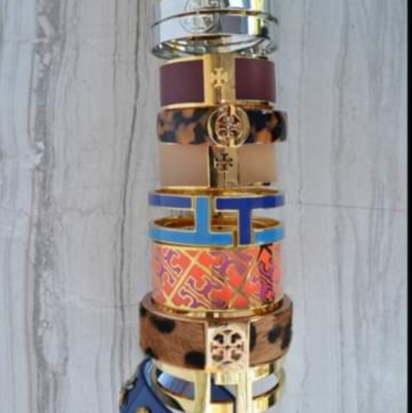 Tory Burch Jewelry - Tory burch brown leather inlay cuff